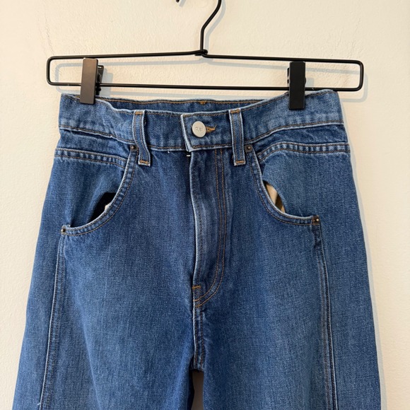 Reformation Val 90's Straight Leg Jeans Blue Medium Wash raw hem Size 25 - Picture 4 of 7